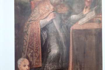 Detalle del Cuadro de San Agustín con la imagen de Juan Mateo de Castro (por Francisco Gómez López, 1691)